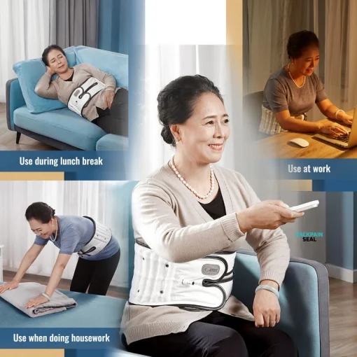 Spinal Decompression Belt use case scenarios for women - During lunch break, during work and while doing daily chores